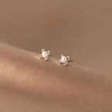 925 Silver Pearl Flower Stud Earrings Sweet Jewelry