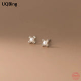 925 Silver Pearl Flower Stud Earrings Sweet Jewelry