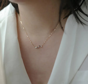 925 Silver Mini Heart Crystal Choker Necklace Chain 14K Plated