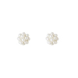 925 Silver Mini Pearl Bubble Flower Stud Earrings Women Retro Jewelry