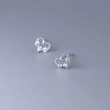 925 Silver Mini 3 Zircon Heart Stud Earrings Wedding Jewelry