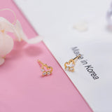 925 Silver Mini 3 Zircon Heart Stud Earrings Wedding Jewelry
