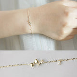 925 Silver Mini Bow Bracelet with Diamonds, Girlfriends Gift
