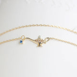 925 Silver Mini Bow Bracelet with Diamonds, Girlfriends Gift
