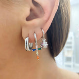 925 Silver Punk Rock Hoop Earrings for Women A45