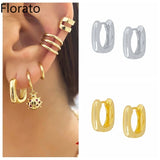 925 Silver Punk Rock Hoop Earrings for Women A45