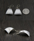 925 Sterling Silver Brushed Dangle Drop Slim S925 Earrings