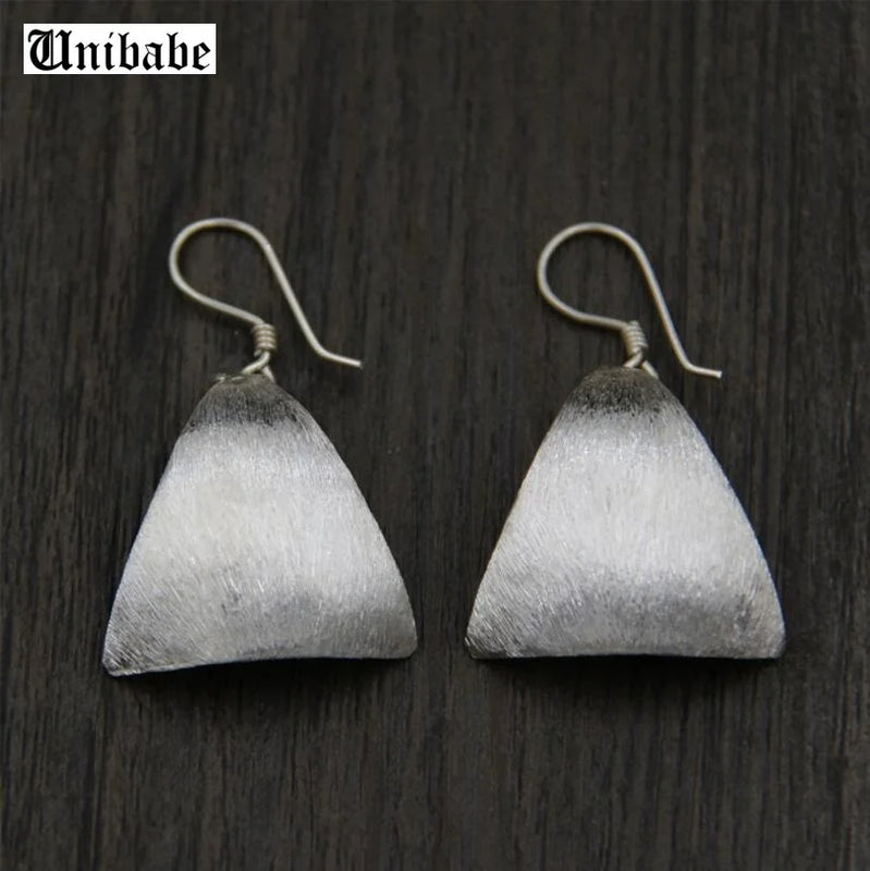 925 Sterling Silver Brushed Dangle Drop Slim S925 Earrings