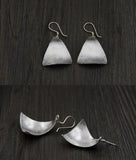 925 Sterling Silver Brushed Dangle Drop Slim S925 Earrings