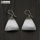 925 Sterling Silver Brushed Dangle Drop Slim S925 Earrings