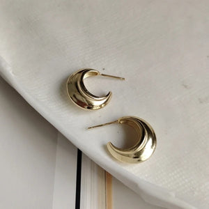 925 Silver Crescent Moon Earrings, Boho Studs for Women