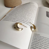 925 Silver Crescent Moon Earrings, Boho Studs for Women