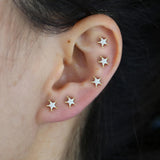 925 Silver Fire Opal Star Shape Stud Earrings