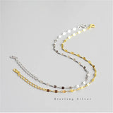 925 Silver Geometric Chain Bracelet Adjustable Minimalist Style
