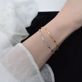 925 Silver Geometric Chain Bracelet Adjustable Student Couple Jewelry