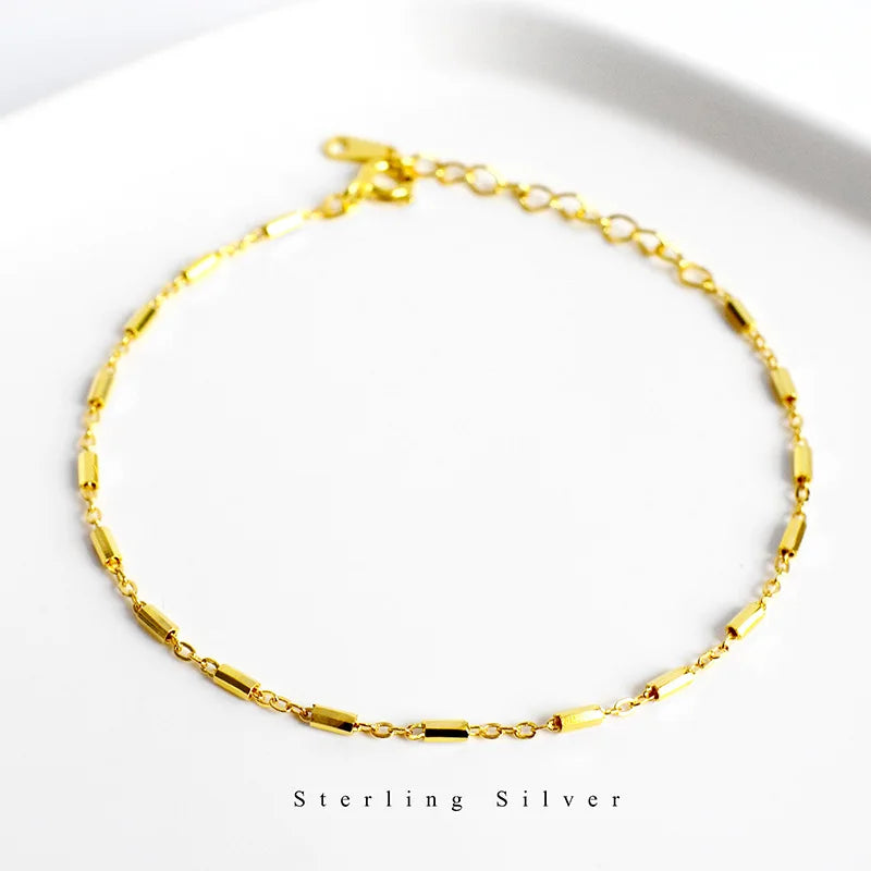 925 Silver Geometric Chain Bracelet Adjustable Student Couple Jewelry