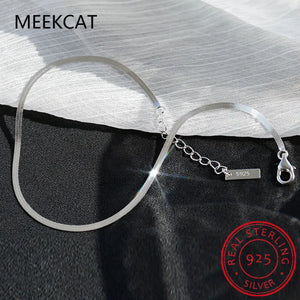 925 Silver Glossy Snake Bone Anklet Women Beach Summer Party Jewelry BKSL115