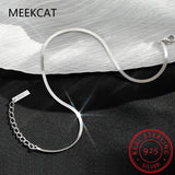 925 Silver Glossy Snake Bone Anklet Women Beach Summer Party Jewelry BKSL115