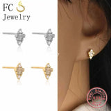 925 Silver Bee Shape Zircon Stud Earrings for Women