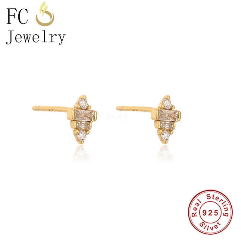 925 Silver Bee Shape Zircon Stud Earrings for Women