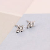 925 Silver Bee Shape Zircon Stud Earrings for Women