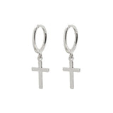 925 Silver Jesus Cross Pendant Earrings Minimalist Hoop Wedding Party Jewelry
