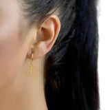 925 Silver Jesus Cross Pendant Earrings Minimalist Hoop Wedding Party Jewelry