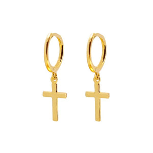 925 Silver Jesus Cross Pendant Earrings Minimalist Hoop Wedding Party Jewelry