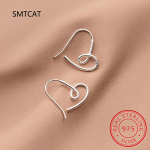 925 Silver Line Heart Stud Earrings Geometric Love Gift BSE871