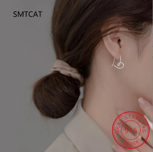 925 Silver Line Heart Stud Earrings Geometric Love Gift BSE871