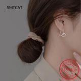925 Silver Line Heart Stud Earrings Geometric Love Gift BSE871