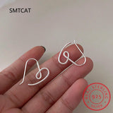 925 Silver Line Heart Stud Earrings Geometric Love Gift BSE871