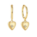 925 Silver Heart Pendant & CZ Hoop Earrings Set for Women