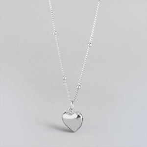 925 Silver Mini Heart Pendant Necklace for Women Party Dress