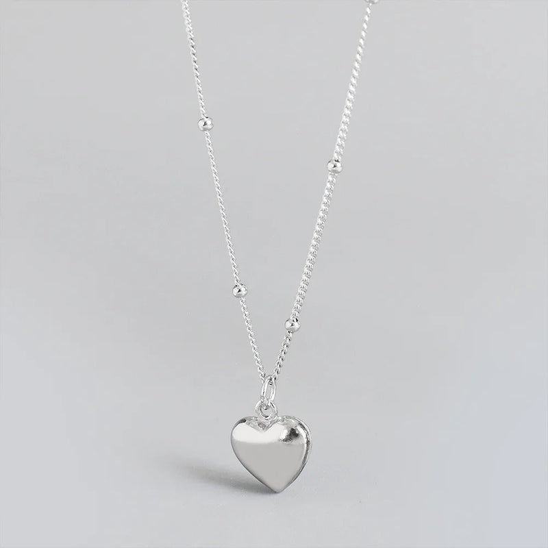 925 Silver Mini Heart Pendant Necklace for Women Party Dress