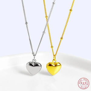 925 Silver Mini Heart Pendant Necklace for Women Party Dress