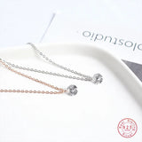 925 Silver Crystal Pendant Chain Necklace Women Wedding Jewelry
