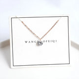 925 Silver Crystal Pendant Chain Necklace Women Wedding Jewelry