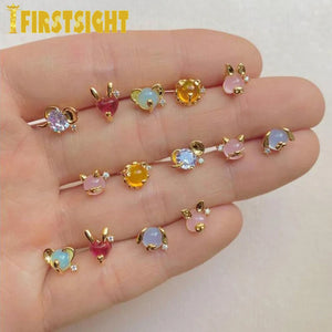 925 Silver CZ Elephant Stud Earrings