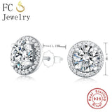 925 Silver Round Clear Zirconia Stud Earrings