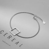 925 Silver Hollow Square Bracelet Chain For Women Girls