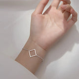 925 Silver Hollow Square Bracelet Chain For Women Girls