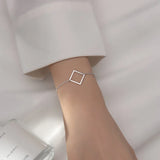 925 Silver Hollow Square Bracelet Chain For Women Girls