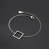 925 Silver Hollow Square Bracelet Chain For Women Girls