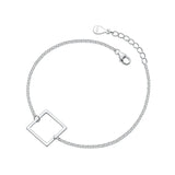 925 Silver Hollow Square Bracelet Chain For Women Girls