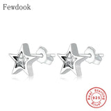 925 Silver Star Zircon Stone Piercing Stud Earring Hypoallergenic