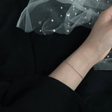 925 Silver Chain Bracelet Minimalist Style for Women Classic Couple Wristband