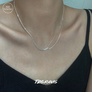925 Silver Asymmetric Neck Chain Woman Necklace Minimalist Bling
