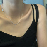 925 Silver Asymmetric Neck Chain Woman Necklace Minimalist Bling