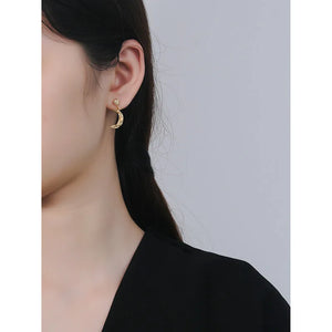 925 Silver Cold Wind Crescent Moon Earrings